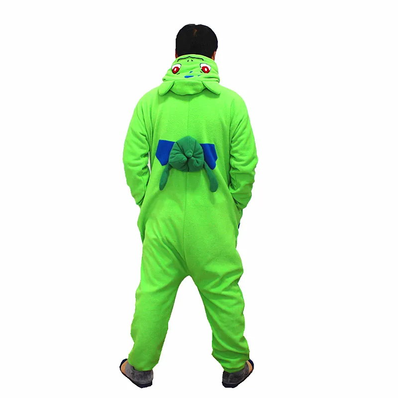 Костюм для косплея Bulbasaur Kigurumi взрослые флисовые Мультяшные комбинезоны Пижама