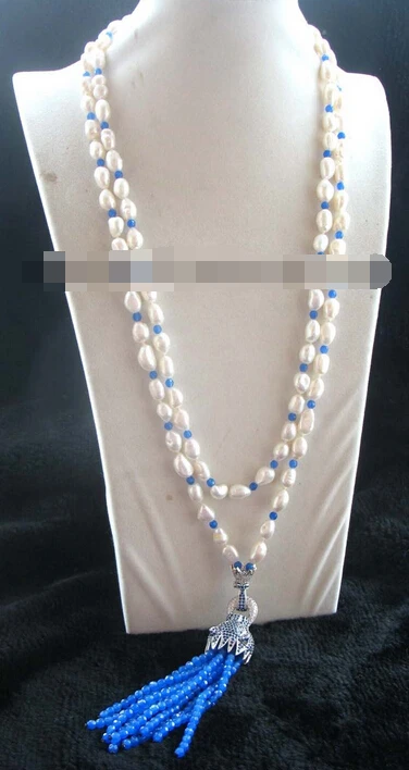 

08149 freshwater pearl white leopard clasp necklace 70" nature