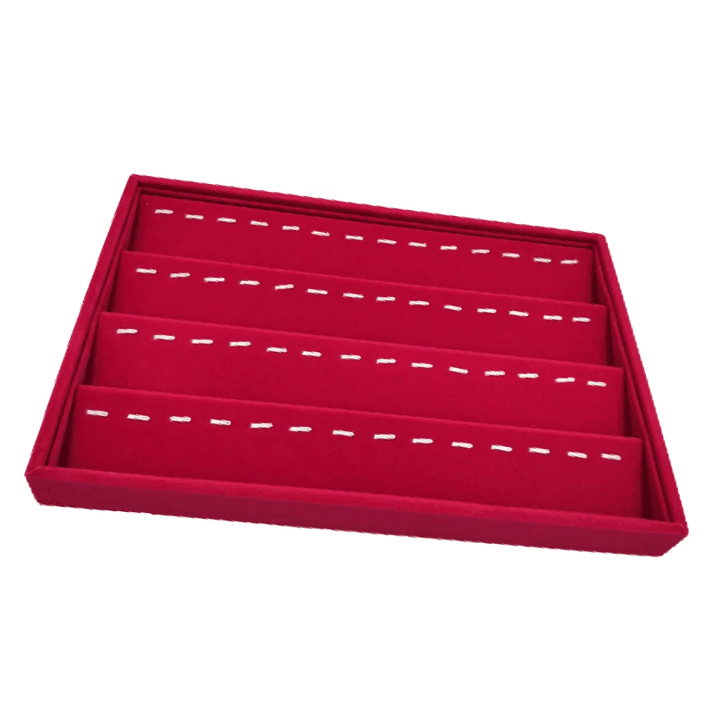  Rose Pink Velvet Jewelry Display Organizer Box Tray Showcase For Pendant Earring Necklace 12/24/30 Grids