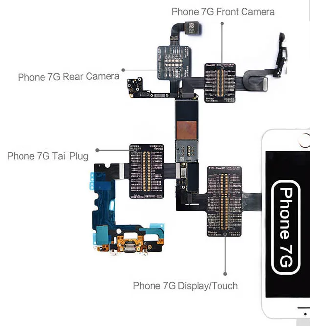 QianLi iBridge FPC Тестовый Кабель для iphone X 6 6S 7 7P 8 8p материнская плата проверка неисправностей сенсорная Передняя Задняя камера отпечаток пальца - Цвет: 7G