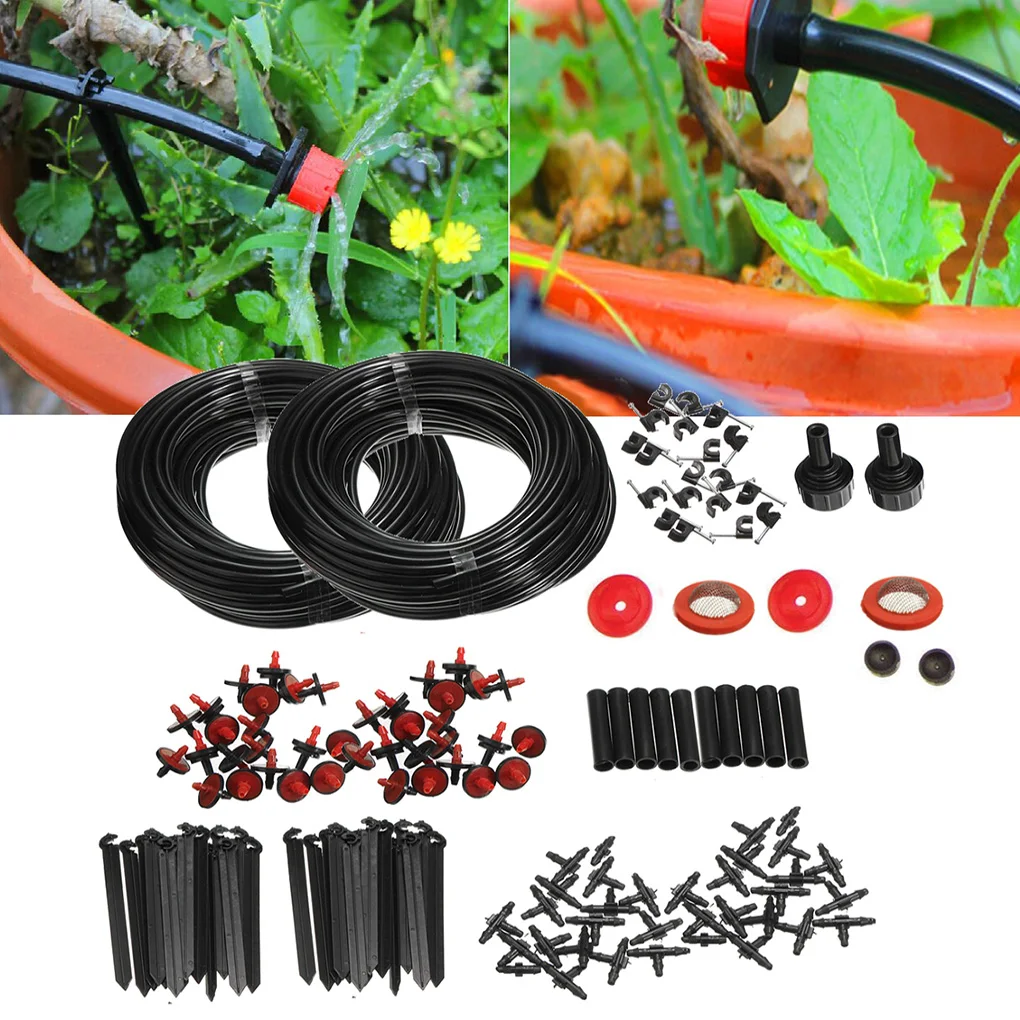 

Garden Automatic System 46m Micro Drip Irrigation Watering Tool Kit Plant Greenhouse Hose Dippers Connectors Accessories