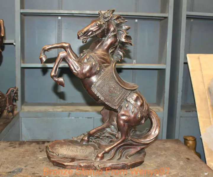 

SD 23'' China Fengshui Pure Bronze Zodiac Horse Jump Statue Figurine