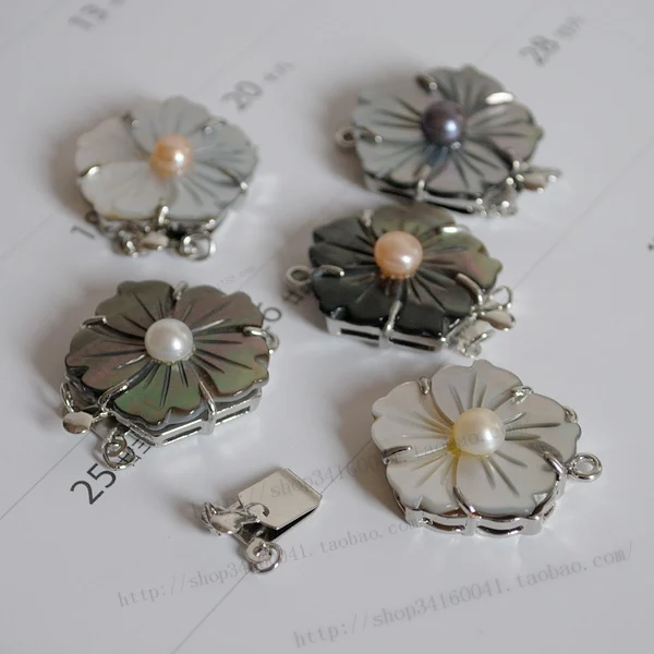 

Double Medium shell button inlaying pearl sweater necklace buttons seashells 2 bracelet flower buckle diy accessories