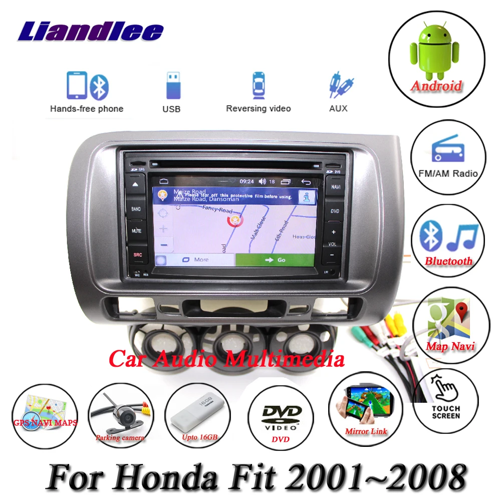 Sale Liandlee Car Android System For Honda Fit 2001~2008 Radio CD DVD Player BT FM Wifi GPS Navi MAP Navigation HD Screen Multimedia 2