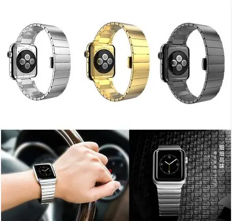 

1:1 Official Stainless Steel Metal Link Bracelet Watch Band for Apple Watch Iwatch Fold Clasp Strap with Adaptor for Apple Watch