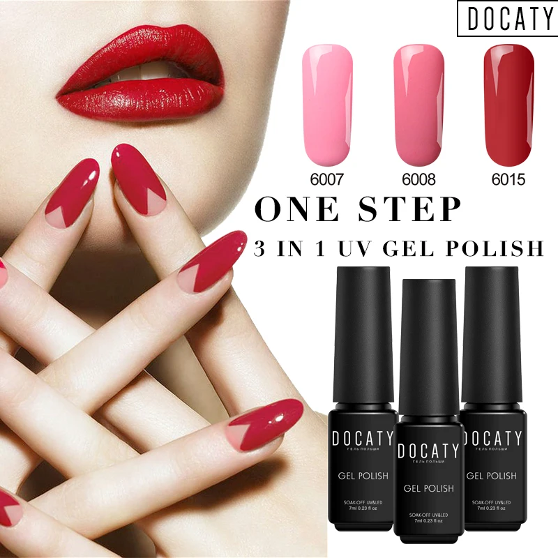 

Docaty 3 In 1 One Step 24Colorful gel nail Polish Permanent Enamel for Nails all for Manicure Gel Varnishes Nail Art primer