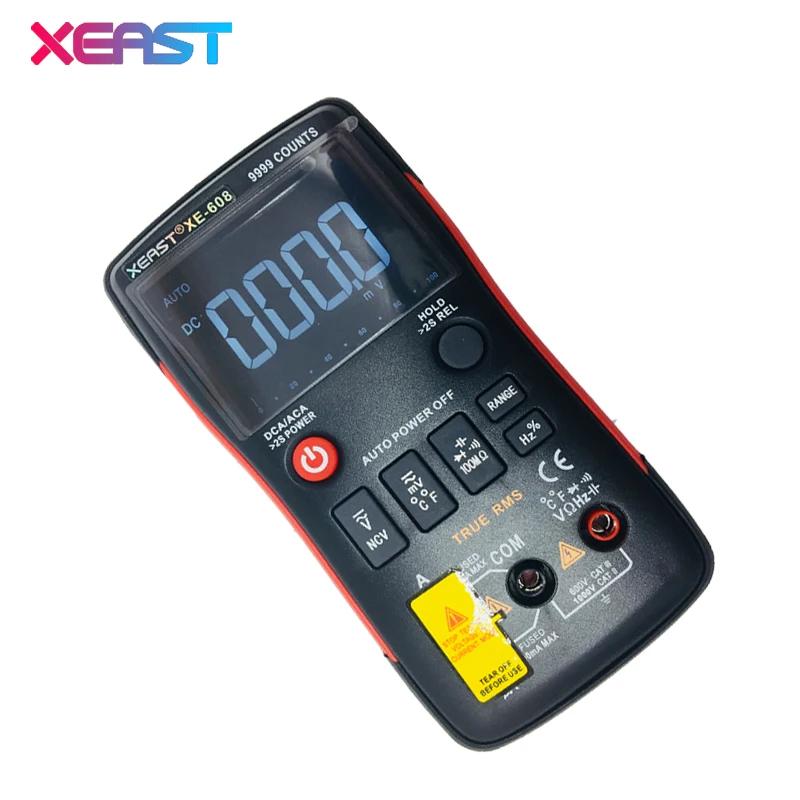 XEAST XE-608 True-RMS Digital Multimeter Button 9999 Counts With Analog Bar Graph AC/DC Voltage Ammeter Current Ohm Auto/Manual