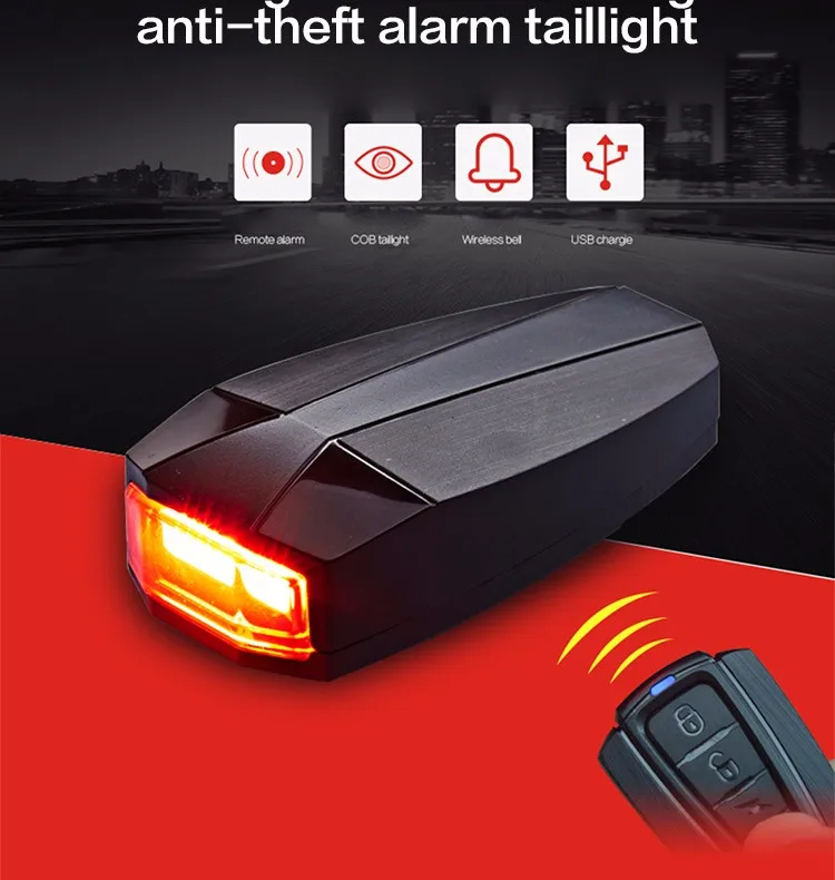 Flash Deal Anti-thift MTB Bike Alarm Rechargeable Bicycle Laser Light Mountain Bike Rear Light Wireless Remote Control Alarm Cycling Lights 22