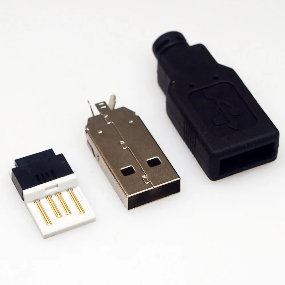 

10set/lot 3 in 1 USB-A Male Plug with metal housing with plastic shell