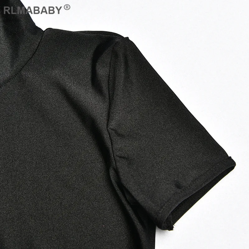 Летние rlmababy водолазка с коротким рукавом Skiny сексуальный боди Женский детский комбинизон Повседневная пляжная одежда Черный боди