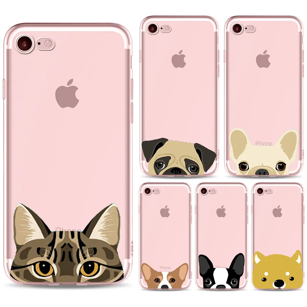 Super Cute Cartoon Cats Dogs Golden Retriever BULLDOG Phone Cases For iPhone 7/8 7/8plus Case Soft TPU Gel Flexible Skin Cover | Мобильные