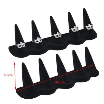 

Velvet Finger Cone Fingertip Ring Stand Display Black Mountain Ring Jewelry Display Stand Holder Storage Showcase Organizer