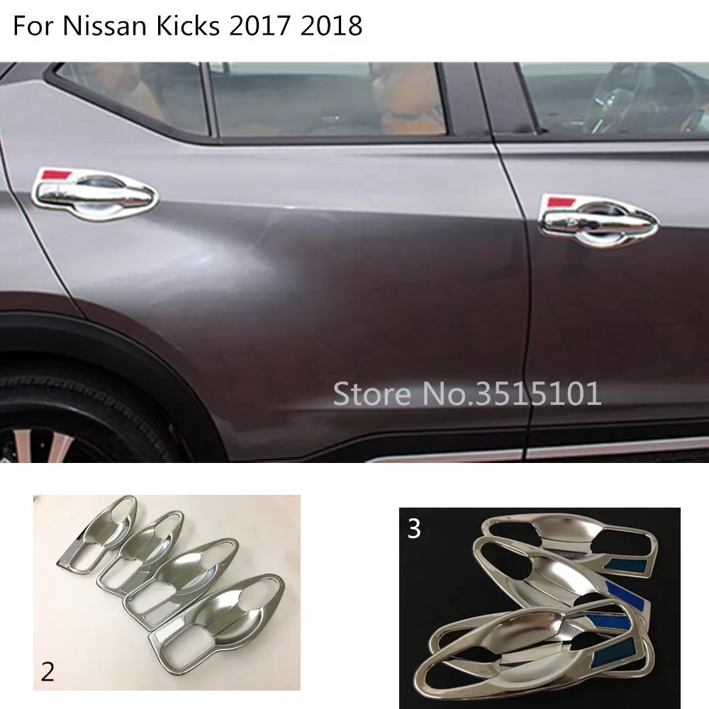 Chrome Smart Key Hole Door Handle Cover Trim 8pcs For Nissan Kicks 2016-2018 