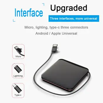 

TWISTER.CK Mirror Screen Mini Power Bank 10000Mah Ultra-Thin Built-in 3 In1 Cable Wireless Charger Portable External Battery
