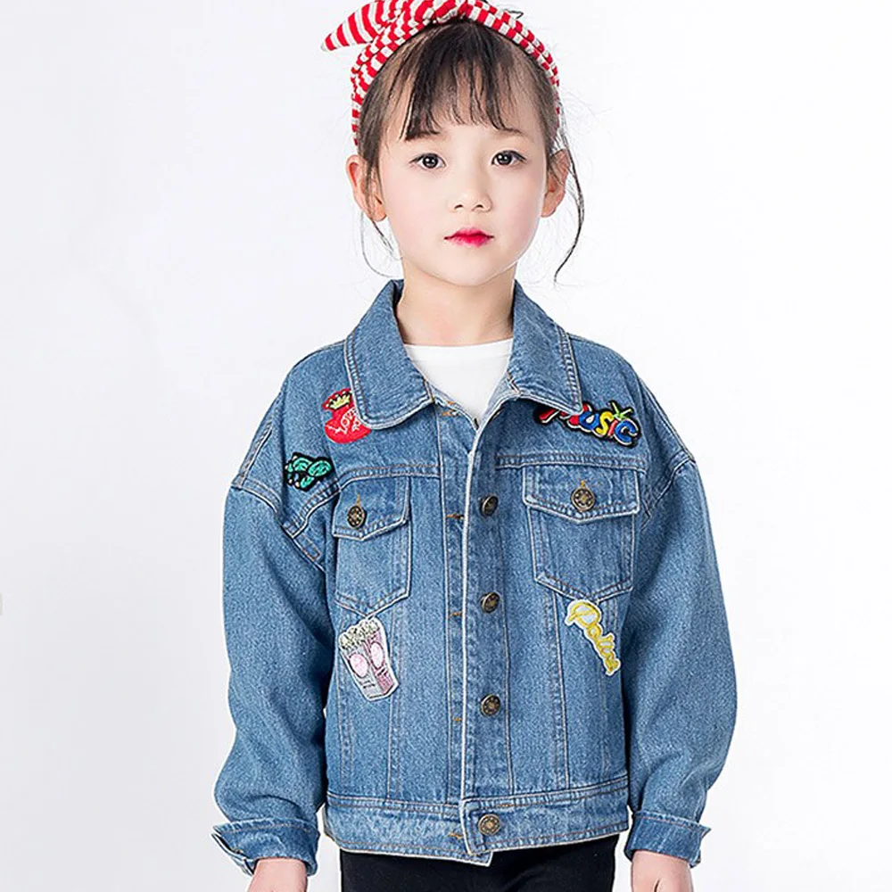 Baby Girls Jackets 2018 Princess Embroidery Roser Cowboy Denim Jacket