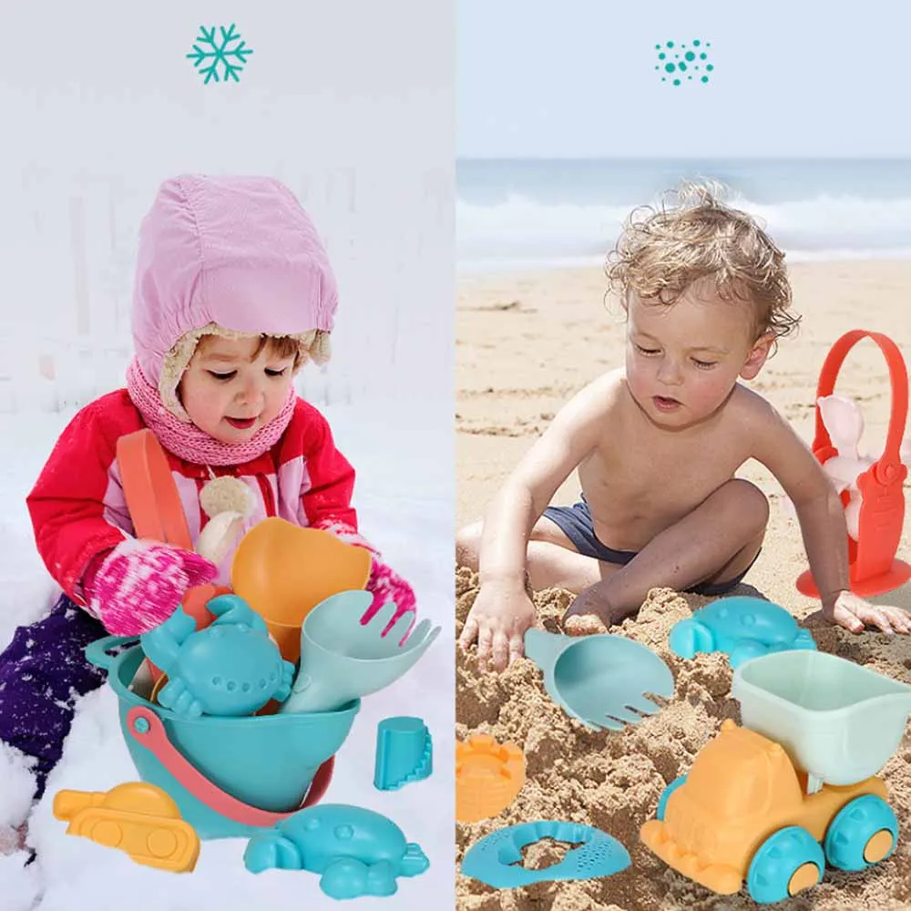  Soft Silicone Beach Toys For Children Sandbox Set Kit Sea Sand Bucket Rake Hourglass Water Table Pl