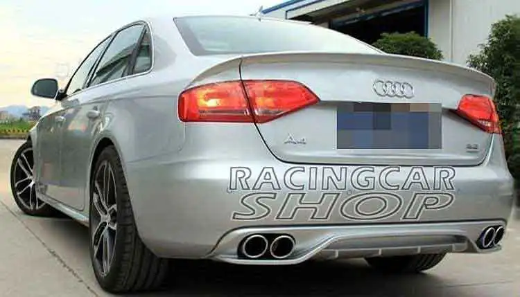 Rear Lip Diffuser Exhaust Tips Muffler End For Audi A4 B8 Non-Sline Bumper 08-12