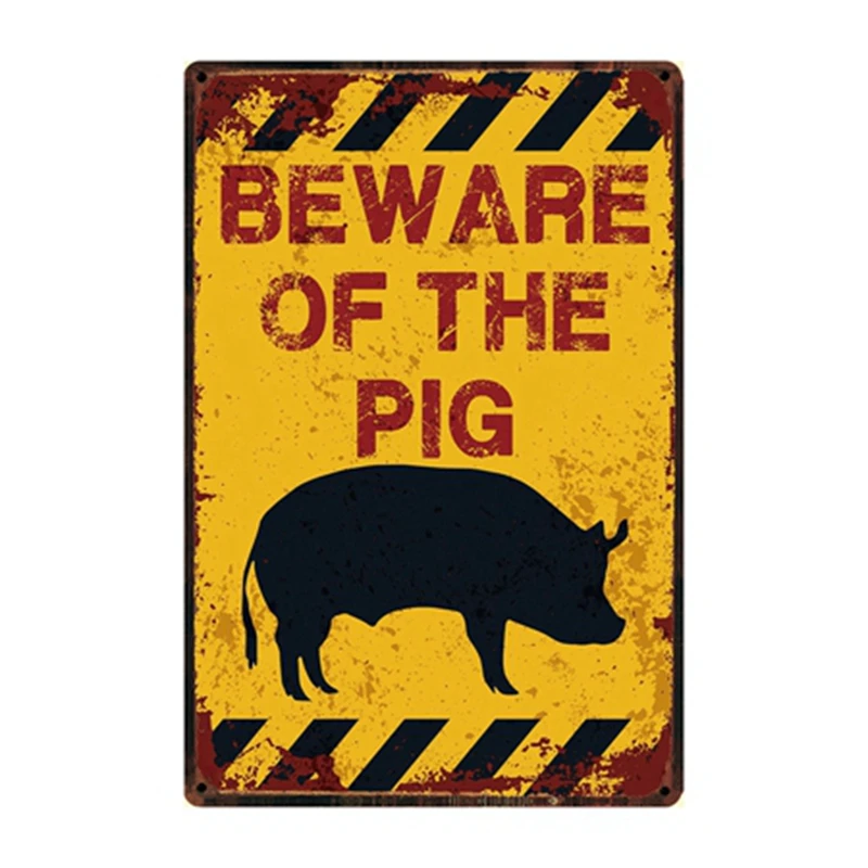 [ Kelly66 ] Beware Of The Dog Pig Horse Wolf Monkey Metal Sign Tin Poster Home Decor Bar Wall Art Painting 20*30 CM Size Dy82