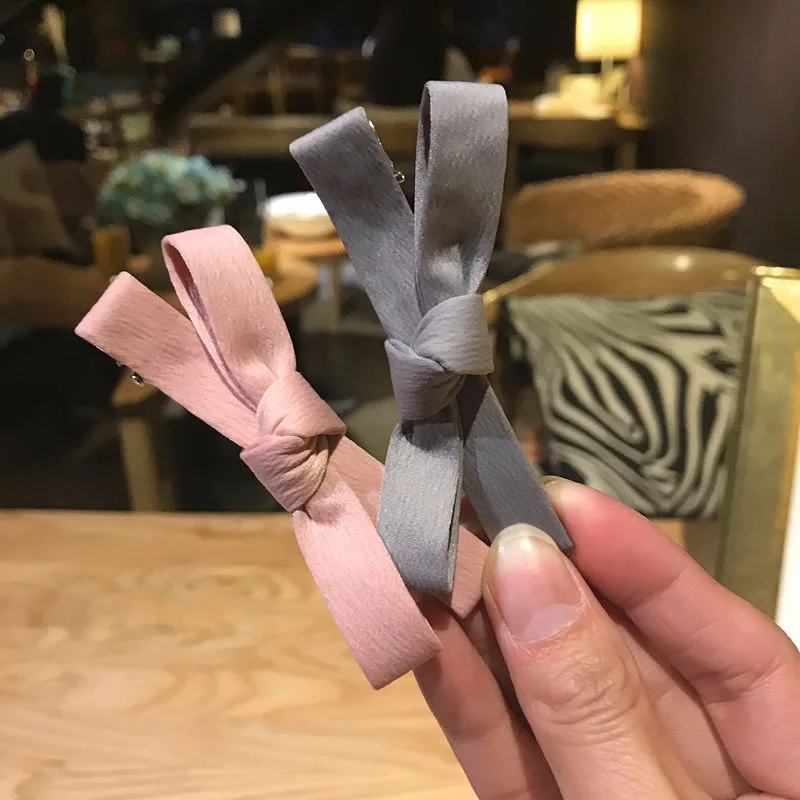 

New INS Bow Hair Clips for Women Solid Color Cloth Hairpins Headwear Slide Grips Barrettes Girls Hair Accessories Korean Fashion
