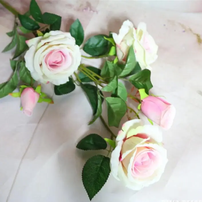 Lot de 12 tiges Velours Fleurs De Soie Artificielle Rose Rose Bourgeons De Longues Tiges 
