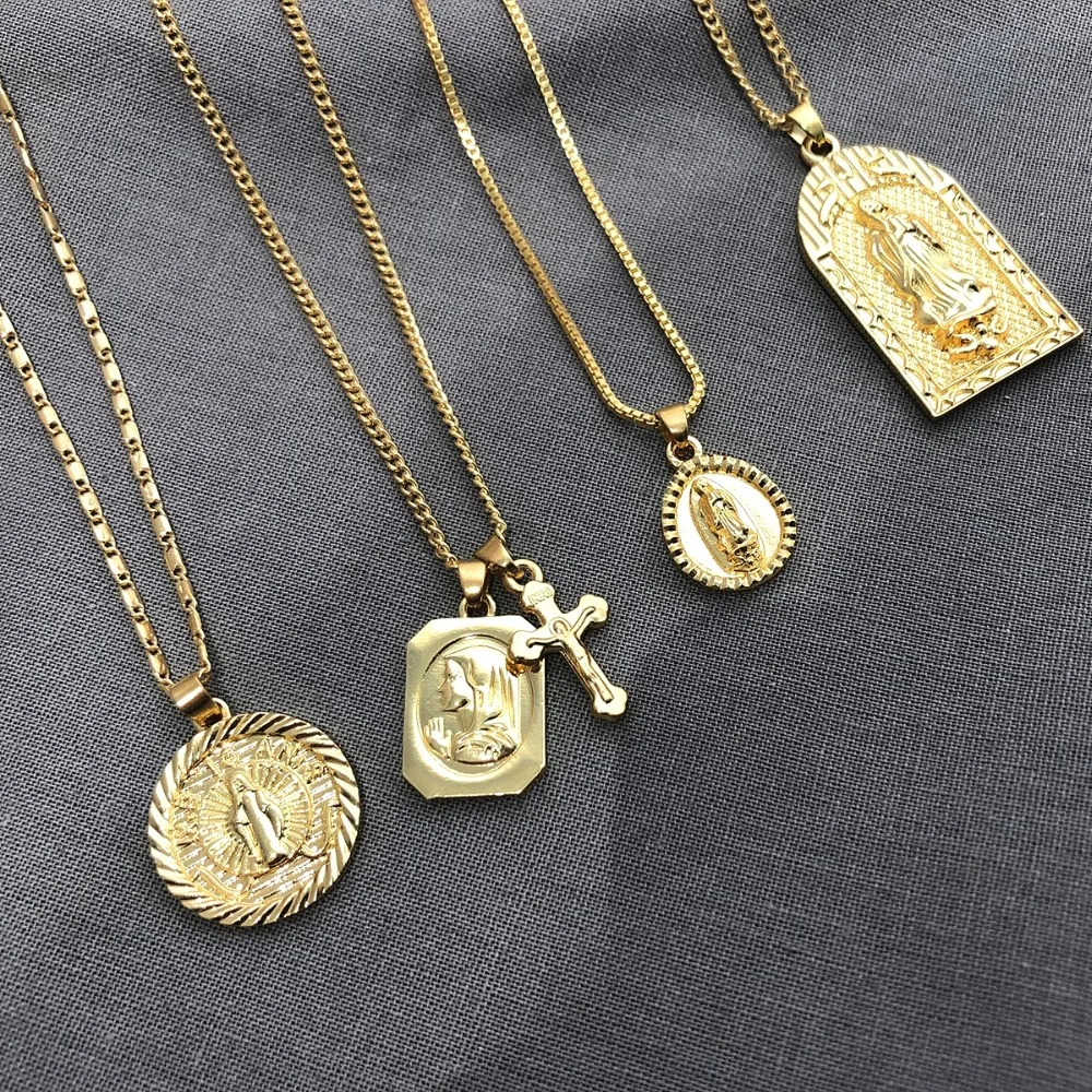 Ingemark, 4 комплекта, винтажный многослойный чокер с крестиком, колье, крупное христианское ожерелье с кулоном Девы Марии, женское ожерелье с длинной цепью