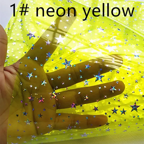 1 шт/7,6*12 дюймов синтетическая голограмма звезда прозрачный ПВХ-винил ткань - Цвет: 1 neon yellow