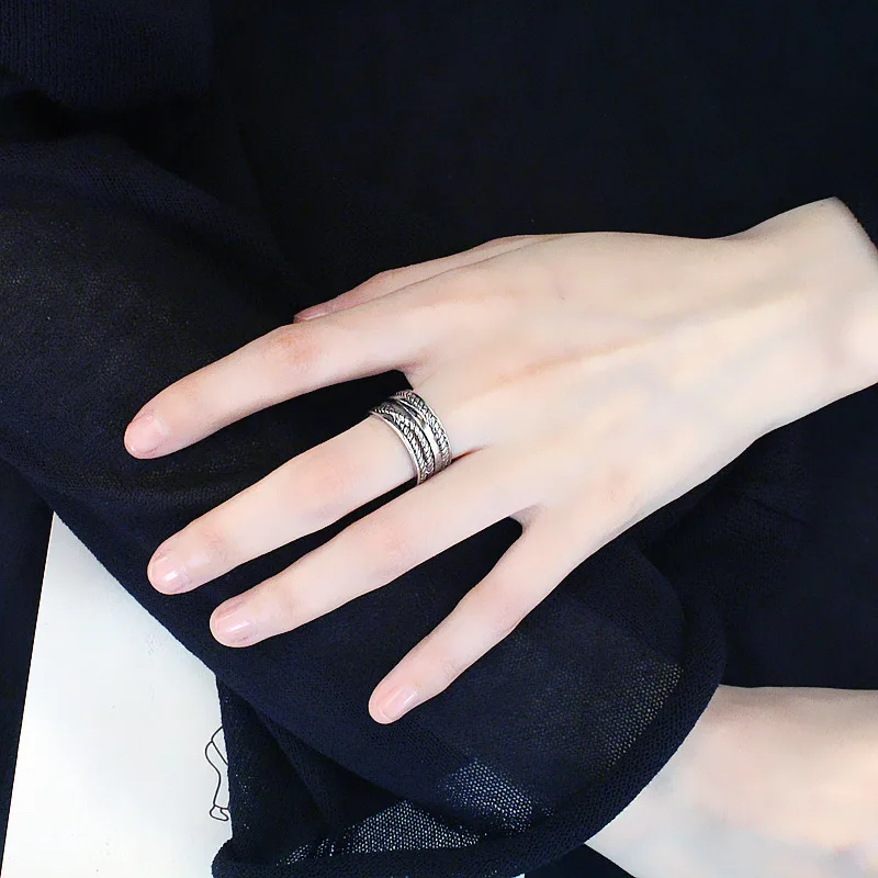 

New European and American Hipsters Creative Retro Cross Couple Ring Simple Multi-layer Open Ring for LOVES for women