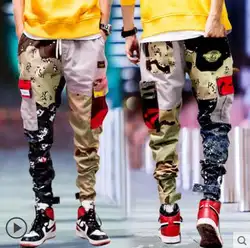 Камуфляжные комбинезоны мужские популярные логотип расслабленные осенние ins луч ноги брюки хип-хоп Харлан досуг брюки Мужская мода S-4XL