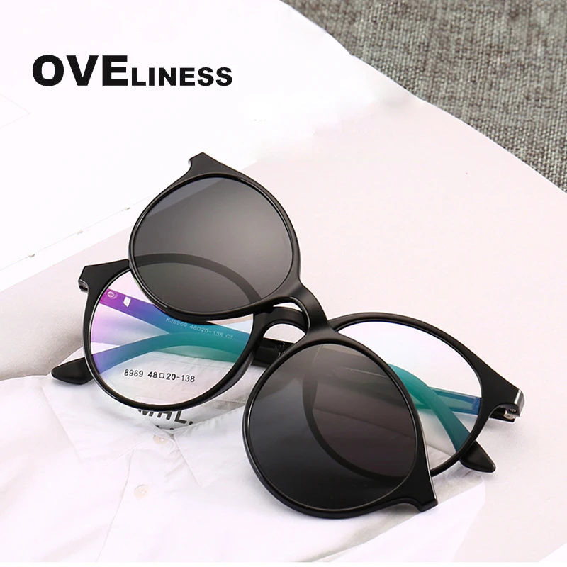 Brand designer eyewear frame Polarized Clip on Glasses frame