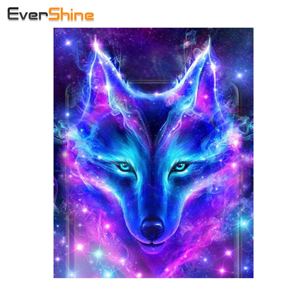 

EverShine Diamond Painting Cross Stitch Animal Wolf Diamond Embroidery Full Square Rhinestone Mosaic Sale Home Decor