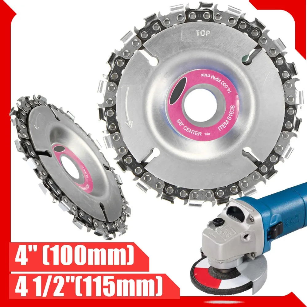 

New 4 Inch Grinder Disc and Chain 22 Tooth Fine Cut Chain Set For 100/115 Angle Grinder Power Tool Accessories for Woodworking
