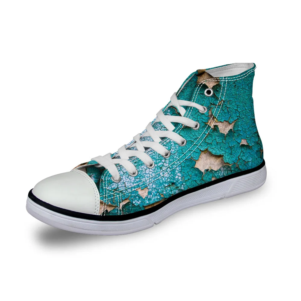 

Noisydesigns Women sneakers Casual 3D oil paint print flat vintage Canvas Vulcanized shoes high top lace up flats girls outdoor