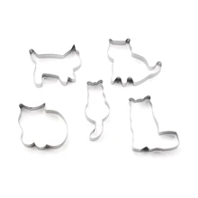 5 шт. с изображением животных, котов Нержавеющая сталь для нарезки печенья в виде 3D украшения инструменты DIY Fondant(сахарная) шоколадная форма для торта, печенья резак инструмент для выпечки