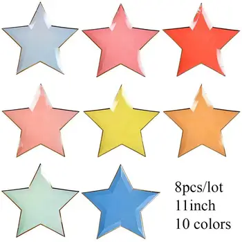 

8pcs 11inch Pentagram Paper Plates Wedding Decoration Cake Disposable Party Plate Party Supplies Birthday Child Supplier