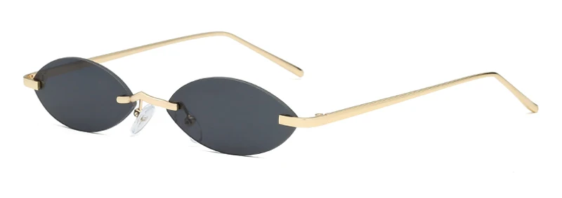 Peekaboo винтажные маленькие овальные солнцезащитные очки для женщин без оправы ретро мини солнцезащитные очки для мужчин зеркальные uv400 золото металл синий красный - Цвет линз: gold with black