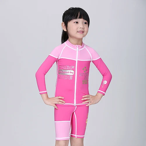 Новинка; Детские гидрокостюмы для подводного плавания с длинными рукавами; костюм для плавания и дайвинга; раздельный купальник; одежда для защиты от солнца; - Цвет: pink
