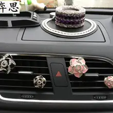 Алмазный орнамент для украшения автомобиля металлический Камелия Леди автомобильный ароматизатор на клипсе красивый цветок освежитель воздуха парфюм 100