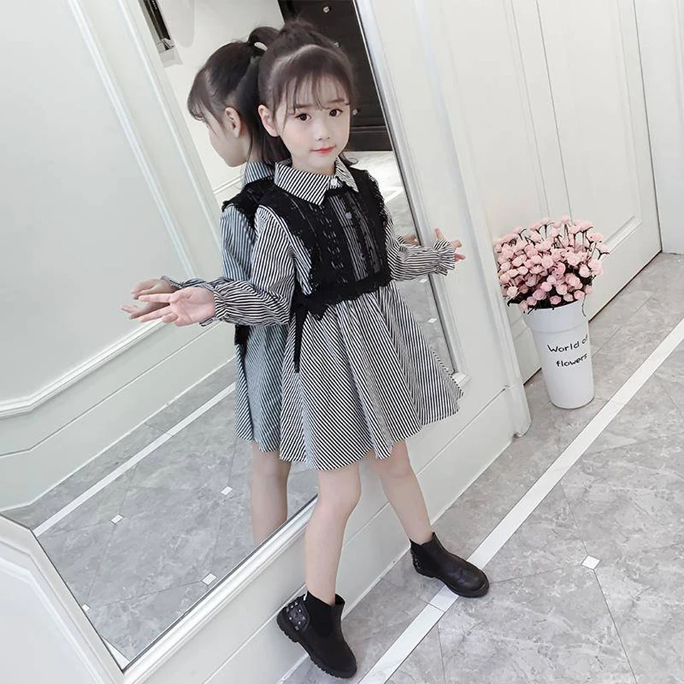 

New Autumn 3t-10 Baby Girl Dress Cotton Striped Beautiful Style Dress Fashion Long Sleeve Toddler Dresses Birthday Baby Clothes