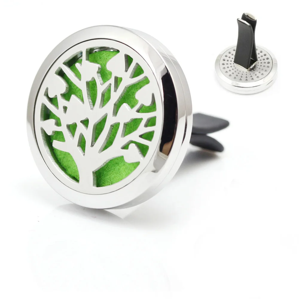 

30mm Stainless Steel Tree Design Jewelry Locket Car Vent Clip Car Diffuser