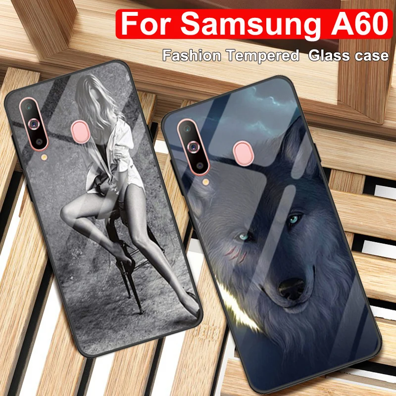 Чехол для Samsung A60 с изображением девушки-волка из закаленного стекла силикона ТПУ