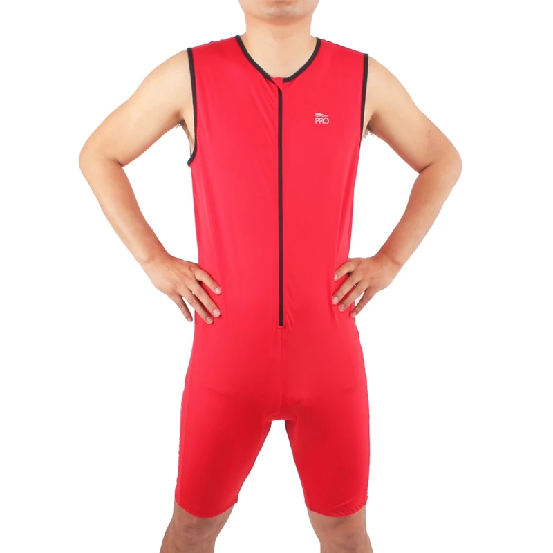 Running Swimming Cycling Professional Tri Sports Padded Jumpsuits One Piece Lycra Sleeveless Men