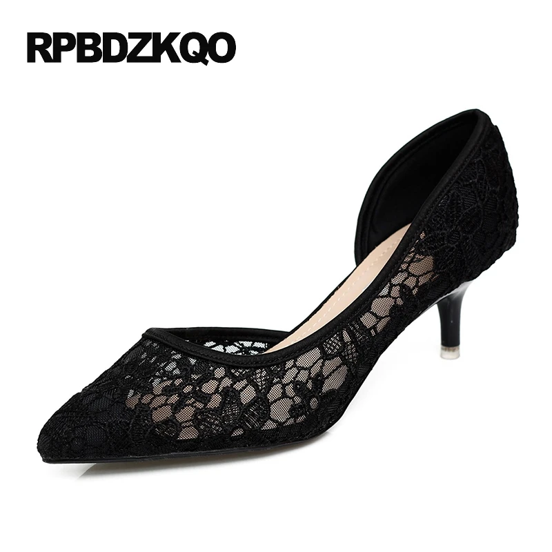 High Heels Pointed Toe Ladies Walking Pumps Size 4 34 Shoes Medium