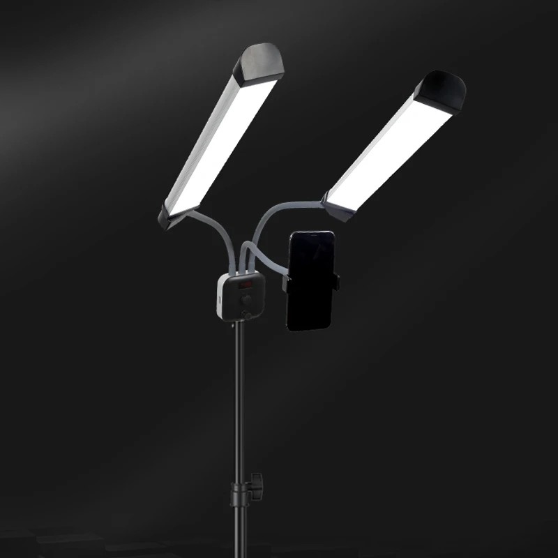 Fusitu две трубки светодиодный Y-светильник студийный светильник фотографии светильник ing лампа с Стенд штатив-Трипод для мобильного телефона держатель для телефона для макияжа в прямом эфире