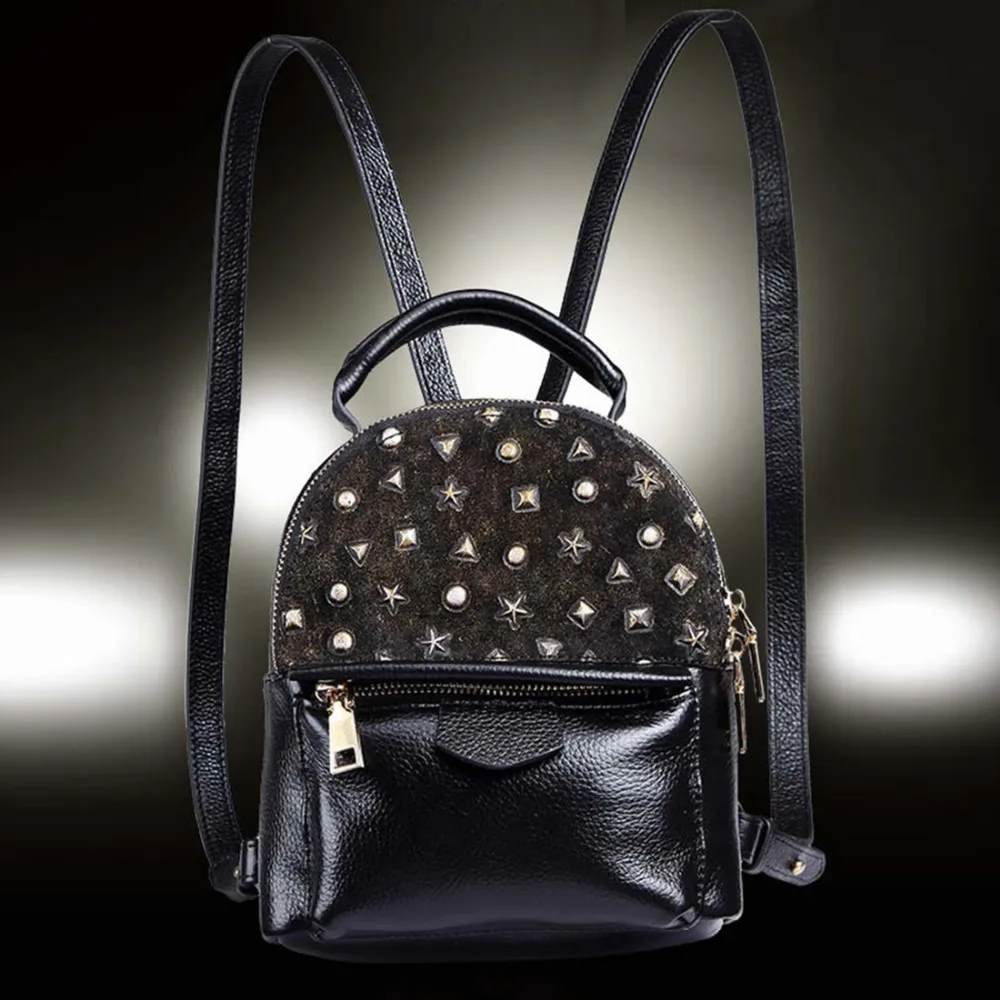 

High Quality Genuine Leather Mini Backpack Women Knapsack Retro Trend Ladies Korean Style Daypack Bag Luxury Female Rucksack