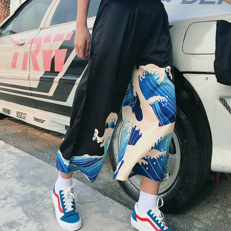 NiceMix 2020 летние японские Harajuku эластичные свободные брюки с высокой талией для