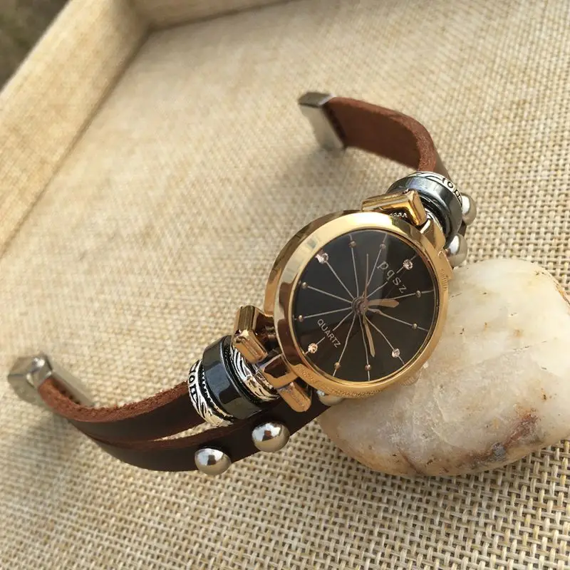 Gnova верхняя часть из платины для женщин премиум натуральная кожа тройной браслет часы кристалл созвездие наручные часы Мода Para Femme B225