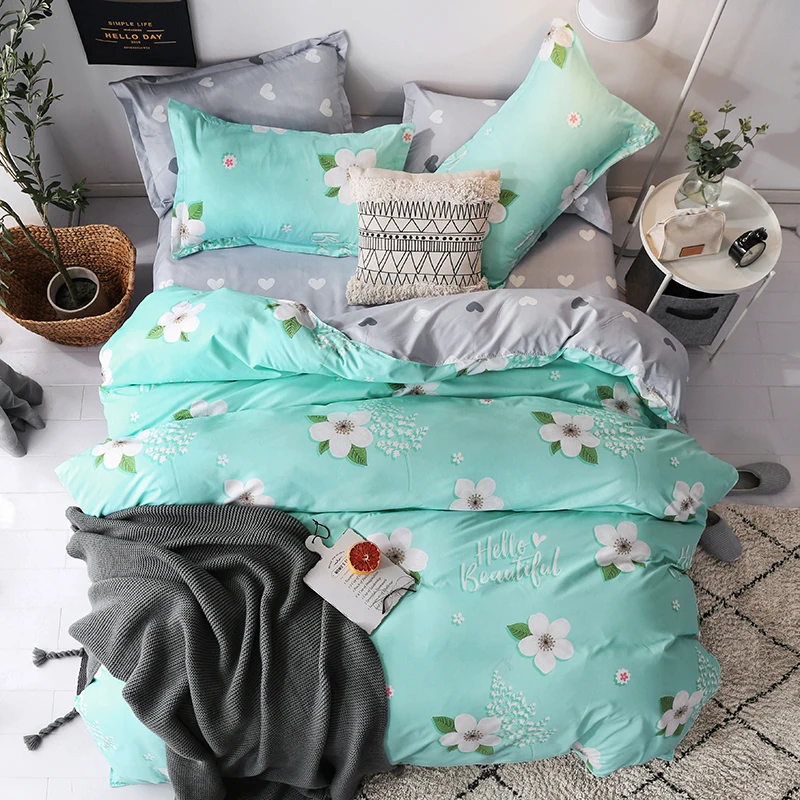 Pink Double Bed Winter Thickening Letter Dream Duvet Cover+ Bed Flat Sheet+ Pillow Case Twin Full Queen King size