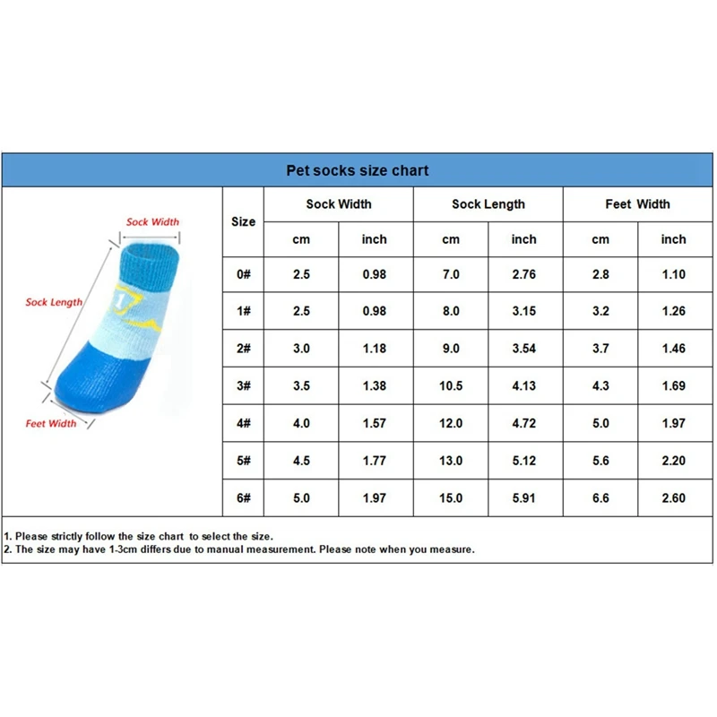 Горячая 4 шт. теплые водонепроницаемые Нескользящие противогрязные носки для собак Мягкие хлопковые вязаные носки для домашних животных милый Противоскользящий нескользящие носки товары для домашних животных 7 Размер