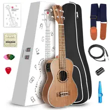Vangoa 21 Soprano / 23 Concert / 26 Tenor Mahogany Acoustic Electric Ukulele with Ukulele Accessories