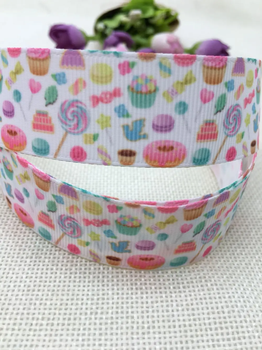 

1 "25MM Kawaii New product ice cream cartoon ribbon handmade material grosgrain ribbons gift wrap decoration hair bow 5yards 66